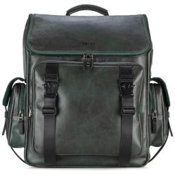 Mochila Masculina de Couro Vintage para Laptop, VELEZ, Verde Água Marinha