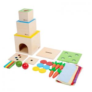 Kit de Brinquedo Montessori 6 em 1 com Caixas de Empilhar e Outras Atividades, Adena Montessori
