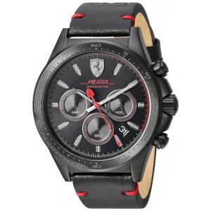 Relógio de Pulso Estilo Cockpit Quartzo Aço Inoxidável 3 Mostradores Cronógrafo, FERRARI, Preto