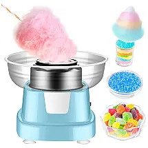 OuYteu Máquina de Algodão Doce Elétrica Profissional à Prova de Respingos, 110V, Azul