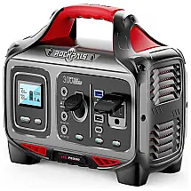 ROCKPALS Gerador de Energia Solar Portátil 280Wh 78000mAh com 1 Tomada AC 110V, 4 USB QC 3.0, Preto