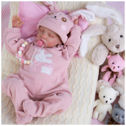 Bebê Recém-Nascido Newborn, Boneca Bebê Realista Aori Reborn Girl 45,72 Centímetros Dormindo, com Corpo Ponderado para Aconchegar