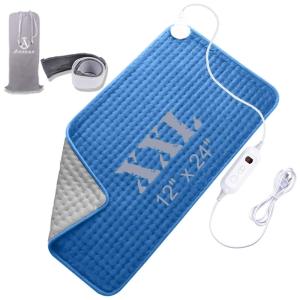 Almofada de Aquecimento Elétrica Grande, para Alívio de Dor nas Costas e Cãibras, 110V, ENKLEN, Azul