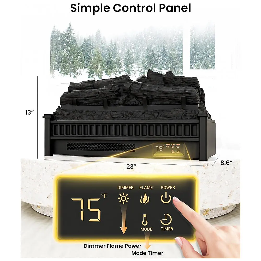 Lareira Elétrica AIRMATE 56x28cm 1500W Chamas LED Timer Portátil 110V — foto 2