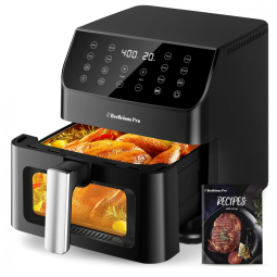 Air Fryer 12 em 1, 5.4L com Tecnologia Flavor-Lock, Lembrete de Agitação, Silenciosa, Antiaderente e Lavável na Máquina de Lavar Louça