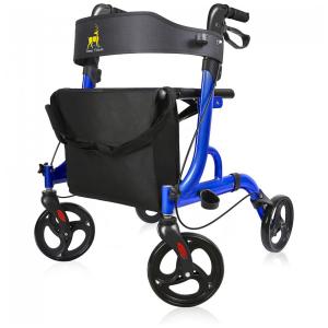 Andador Adulto Idoso DeerPlanet com Assento, Suporta até 136 Quilos, Azul