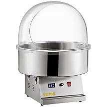Máquina de Algodão Doce Elétrica Profissional com Tigela em Aço Inoxidável, 110v, VEVOR, Prateado