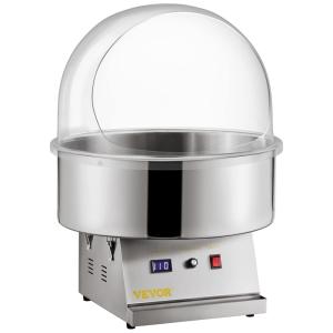 Máquina de Algodão Doce Elétrica Profissional com Tigela em Aço Inoxidável, 110v, VEVOR, Prateado
