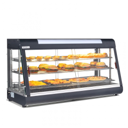 Expositor Aquecedor de Alimentos ROVSUN Preto 3 Níveis 122 cm com Prateleiras Ajustáveis Removíveis e Portas Duplas, 110V.