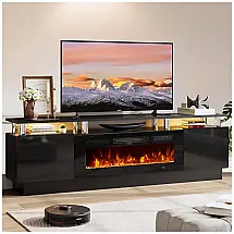 Rack TV OneBlis 178x58cm Lareira Elétrica 36pol 750W Chamas LED Preto 110V