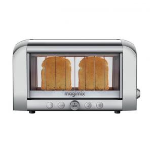 Torradeira Elétrica 2 Fatias com 4 Níveis de Tostagem Função Descongelar e Bandeja de Migalhas Removível, 110V 1450W, Magimix, Prata