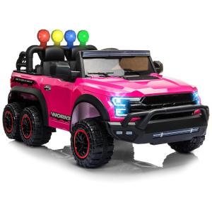RCtown Carro, Carrinho Elétrico 2 Assentos 12V, com Luzes de LED e Controle Remoto, Rosa