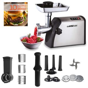 Moedor de Carne Elétrico 4 em 1 Profissional, Aço Inoxidável, 700W, 110v, GOWISE USA GW88011, Prateado