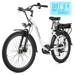 Bicicleta Elétrica ANCHEER para Adultos, 48V 500Wh EBike, Autonomia de Até 96 Km, Bateria Removível, Carregamento Rápido, Bicicleta Elétrica