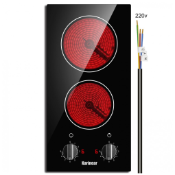 Fogão de Mesa Elétrico Karinear 30 Centímetros, Cooktop de Vidro Cerâmico Embutido, Controle por Botões, Segurança contra Superaquecimento