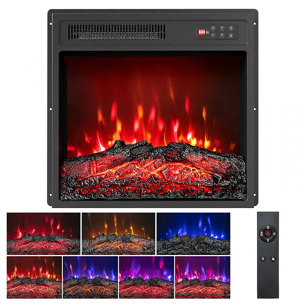 Lareira Elétrica COSTWAY 48x45cm 1500W Chamas 7 Cores Insert Embutir 110V