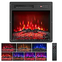 Lareira Elétrica COSTWAY 48x45cm 1500W Chamas 7 Cores Insert Embutir 110V