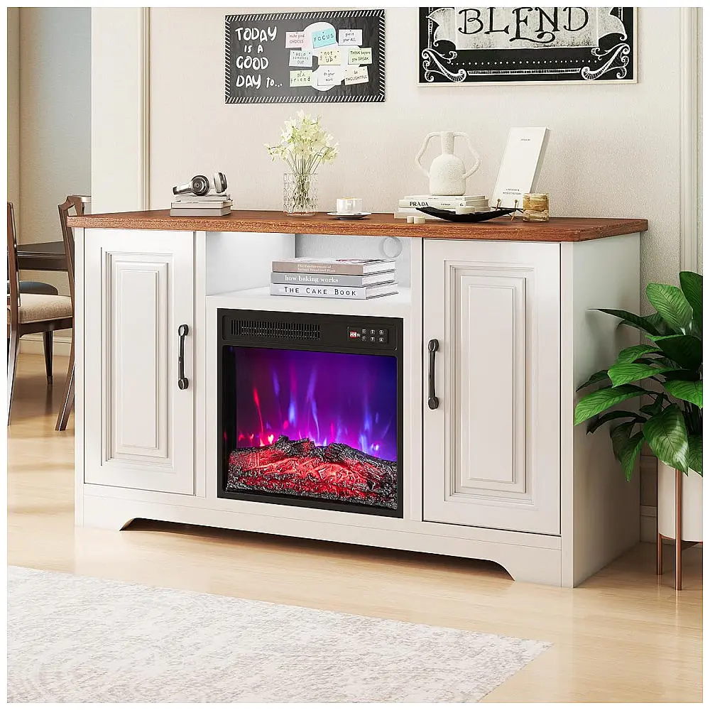 Lareira Elétrica COSTWAY 48x45cm 1500W Chamas 7 Cores Insert Embutir 110V — foto 2