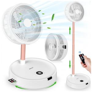 Ventilador Portátil Dobrável Recarregável com 12 Velocidades, Controle Remoto e Silencioso, ABVOT WXF38WH, Branco