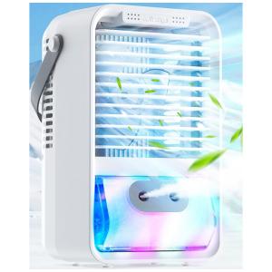 Climatizador Portátil com 3 Velocidades e 7 Luzes Coloridas, Antrango, Branco