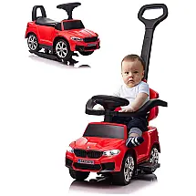 Carrinho de Passeio Infantil 4 em 1 com Alça, Assento de Couro, Luzes LED, Buzina e Apoio para os Pés para Crianças, HOLLICY BMW M5