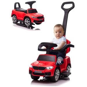 Carrinho de Passeio Infantil 4 em 1 com Alça, Assento de Couro, Luzes LED, Buzina e Apoio para os Pés para Crianças, HOLLICY BMW M5