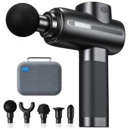 Massageador Pistola Elétrico Profissional Sem Fio 5 Acessórios e 5 Velocidades, RENPHO RPLEU R C003 BK, Preto