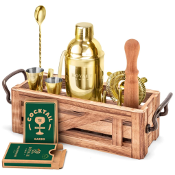 Kit Bn Profissional Peças em Alumínio com Suporte de Madeira, ROYALE MIX 12 TRA, Dourado