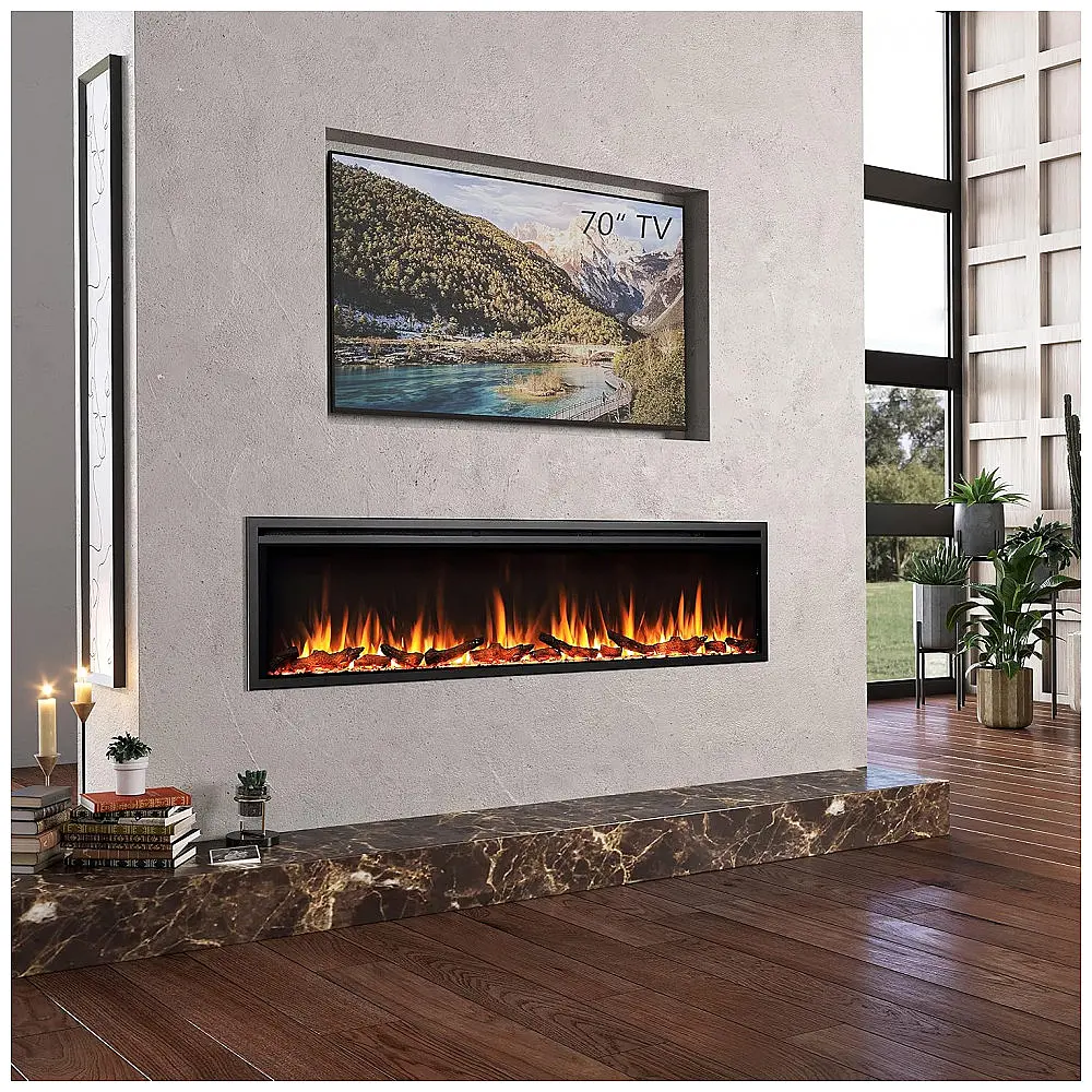 Lareira Elétrica LegendFlame 183x48cm 1500W Chamas LED Multicolor Embutir 110V — foto 2