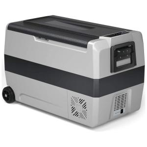 COSTWAY Mini Geladeira Automotiva Portátil DC 12 24V, AC 110 220V 50L controle duplo de temperatura c, painel LCD