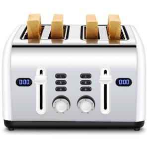 REDMOND Torradeira Elétrica 4 Fatias com 7 Níveis de Tostagem, 110V, Branca