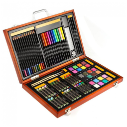 Kit de Pintura XARONF com 82 Peças e Caixa de madeira Portátil, Marrom