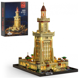 Kit de Construção Farol de Alexandria 1677 Peças, para Crianças a Partir de 8 Anos, FUNWHOLE, Marrom