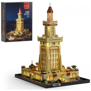 Kit de Construção Farol de Alexandria 1677 Peças, para Crianças a Partir de 8 Anos, FUNWHOLE, Marrom
