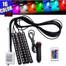Luz LED Automotiva Decorativa Interna Externa 4 Peças à Prova Dágua Modo Música DC 12V