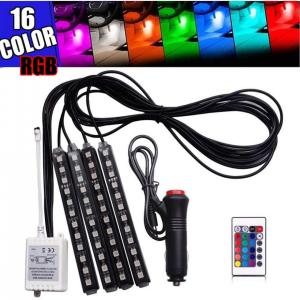 Luz LED Automotiva Decorativa Interna Externa 4 Peças à Prova Dágua Modo Música DC 12V