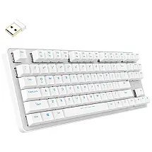 Teclado Ergonômico Sem Fio Recarregável Reduz a Tensão das Mãos com Painel de Liga de Alumínio, DAREU, Branco
