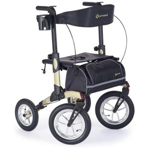 Andador para Idosos e Adultos com 4 Rodas e Assento, até 136 Quilos, COMODITÀ, Champanhe Metálico