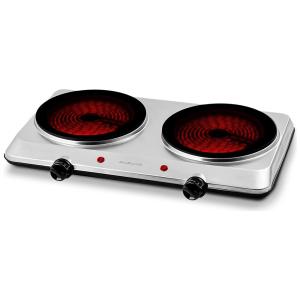 Cooktop Duplo Elétrico de Cerâmica Infravermelha OVENTE, 1500W - Prático e Portátil para Cozinhar em Qualquer Lugar