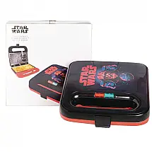 Máquina de Waffles Tema Darth Vader e Stormtrooper com Revestimento Antiaderente, 110V 750W, Uncanny Brands, Preta e Vermelha