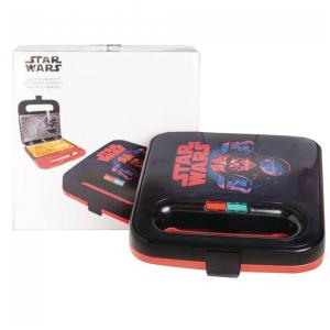 Máquina de Waffles Tema Darth Vader e Stormtrooper com Revestimento Antiaderente, 110V 750W, Uncanny Brands, Preta e Vermelha