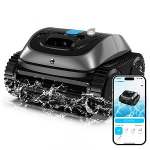 Aspirador Robótico para Piscina WYBOT Preto, Limpeza 4 em 1 Sem Fio com 3 Motores, Até 150 m², WiFi e Bluetooth, Modelo 2025OS7020D, 21.6V