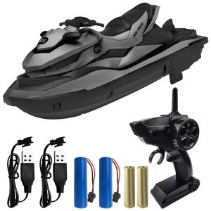 IOKUKI Jetsky de Controle Remoto para Adultos com 2 Baterias Recarregáveis, Preto