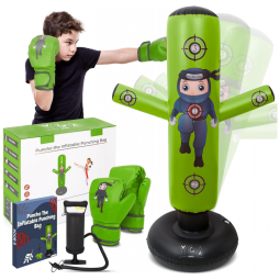YGA Sports Puncho - Kit de Saco de Pancadas Inflável para Crianças de 3 a 12 anos com Luvas, Bomba e eBook