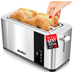 Torradeira Elétrica 4 Fatias com 6 Níveis de Tostagem com Função Descongelar e Bandejas de Migalhas Removíveis, 110v, MUELLER AUSTRIA MT