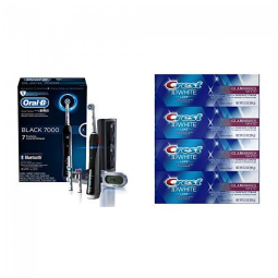 Escova de dentes elétrica recarregável 7000 SmartSeries com 3 cabeças de substituição com pasta de dente Crest 3D White Luxe Glamorous