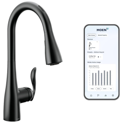Torneira Cozinha Inteligente com Controle de Voz e Pulverizador Pull Down, Moen Arbor 7594EVBL, Preto Fosco