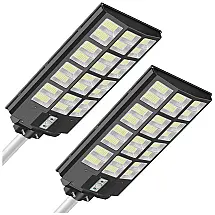 Luminária Externa 25000 Lumens a Prova d IP66 500W com Controle Remoto e Sensor de Movimento, INSDEA solar street light, Preto