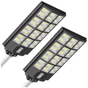 Luminária Externa 25000 Lumens a Prova d IP66 500W com Controle Remoto e Sensor de Movimento, INSDEA solar street light, Preto