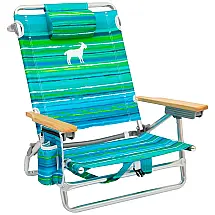 Cadeira de Praia Portátil, Dobrável com 5 Posições e Porta-Copos de Armazenamento, Raise, Verde
